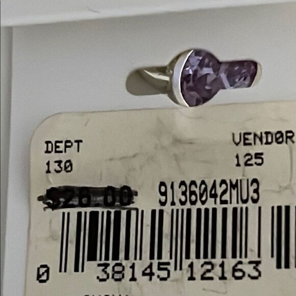 Jezlaine Sterling Silver Tennis Racket Pendant Purple Cubic Zurconia VTG NWT - Picture 6 of 6